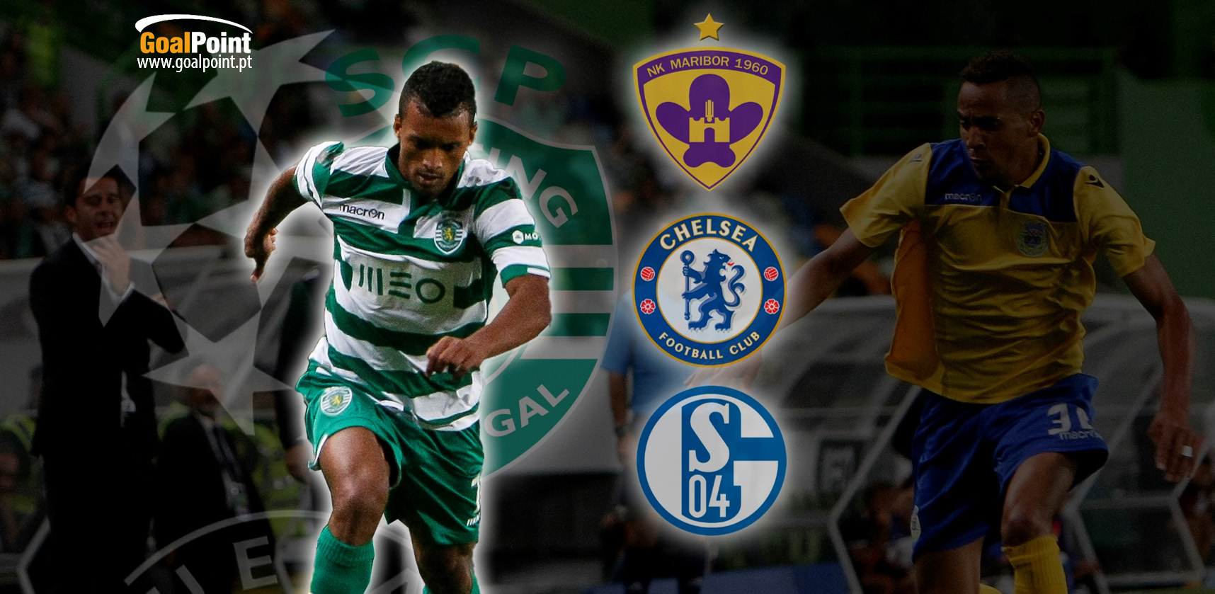 O Sporting enfrenta um grupo exigente no seu regresso à Liga dos Campeões (foto: J. Trindade infografia: GoalPoint)