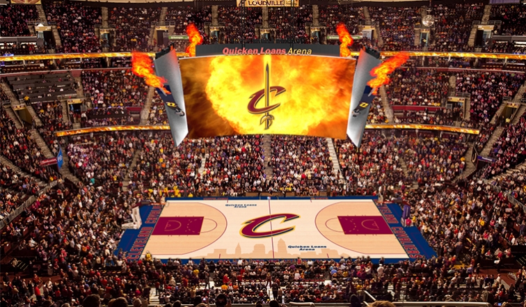 O novo ecrã gigante dos Cavaliers incluí sabres flamejantes (foto: CC oficial)