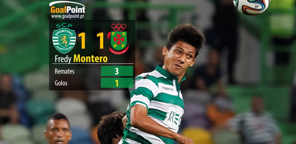 O bonito golo do colombiano foi insuficiente para garantir os três pontos para os "leões" (foto: J. Trindade infografia: GoalPoint)