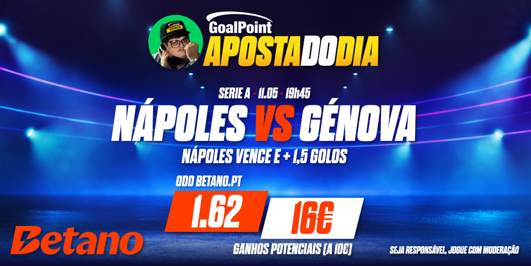 Aposta do Dia: Nápoles ganha e mais de 1,5 golos